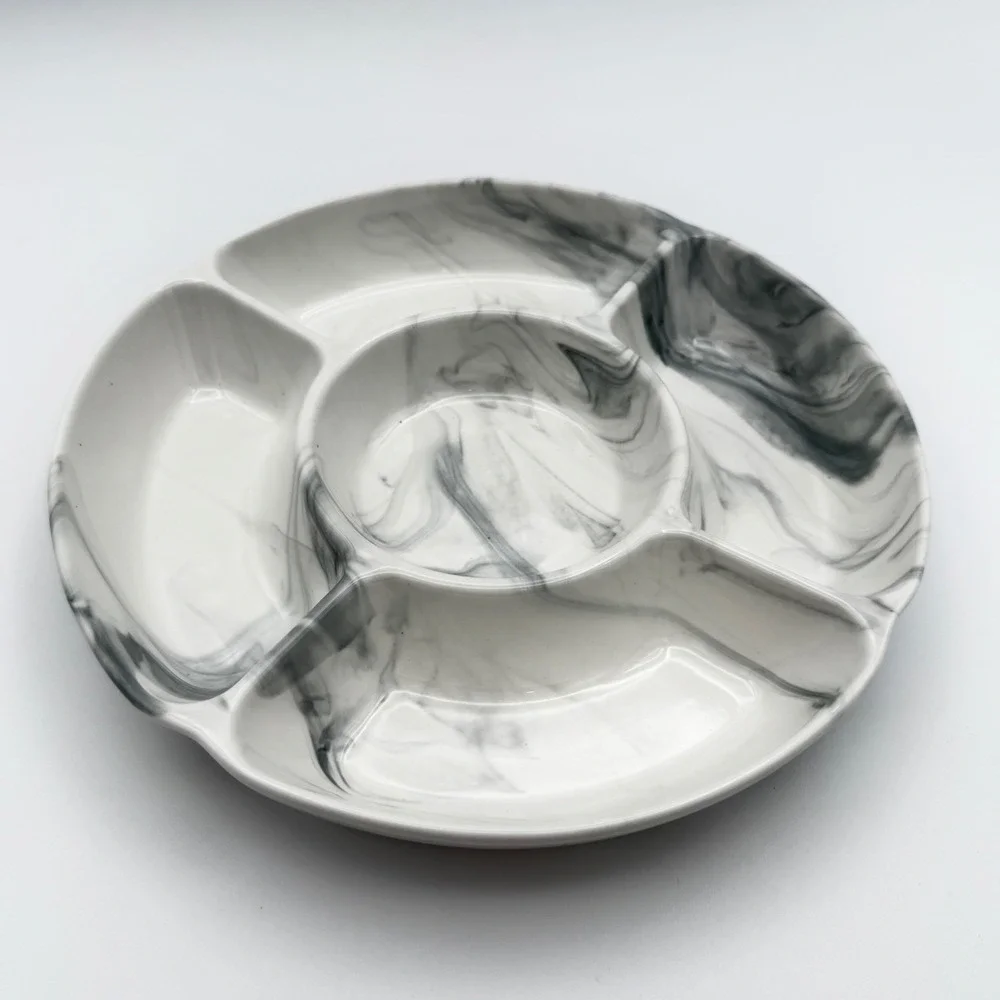 Chic‎ & Tonic The Polished Collection 8in Ceramic Sectional Marble Party Dish